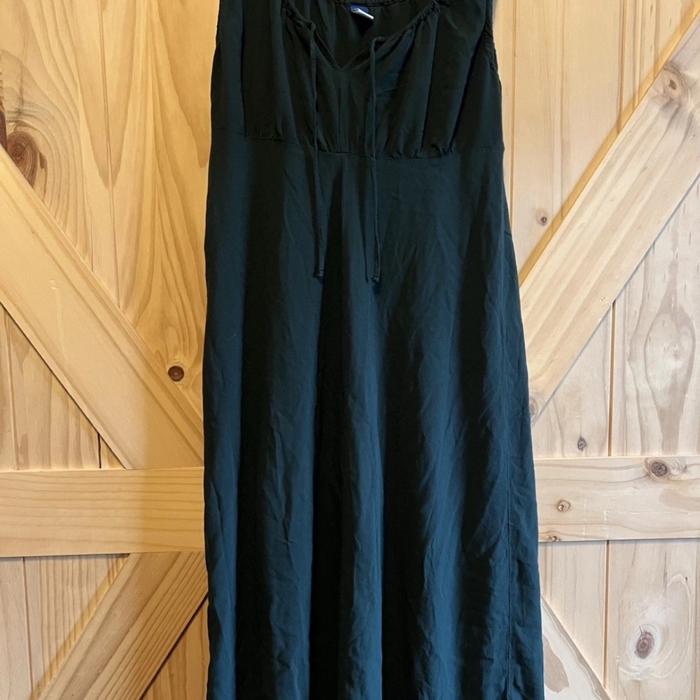 Old Navy Emerald Green Sleeveless Midi Dress Size M Tie Bust Boho Summer